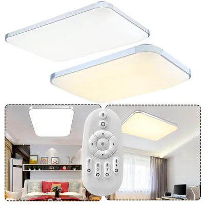 Produktbild von NAIZY Silberne LED Decken- und Wandleuchte 72W, modernes Design aus Aluminium & Acryl, flächige Beleuchtung, dimmbar mit Fernbedienung für Innenräume