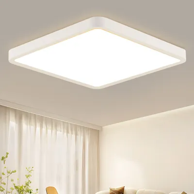 Image de Plafonnier LED ZMH blanc plat 23 W blanc chaud 23 cm éclairage de plafond carré pour chambre à coucher cuisine couloir
