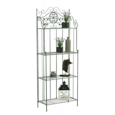 Produktbild von CLP Pflanzenregal Metall klappbar Flora, Blumenregal 4 Ebenen, Standregal antik-grün