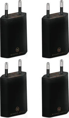 Produktbild von Wicked Chili 4x Pro Series Netzteil USB Adapter kompatibel mit Apple iPhone, Samsung Galaxy / Handy Ladegerät, Smartphone Netzstecker (1A, 5V) schwarz