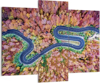 Produktbild von Bild auf Leinwand - Leinwandbild - 3 Teile - Kurvenreich Weg Wald - 130x100cm - Wand Bild - Wanddeko - Wandbilder - Leinwanddruck - Bilder - Wanddekoration - Leinwand bilder - CB130x100-4291