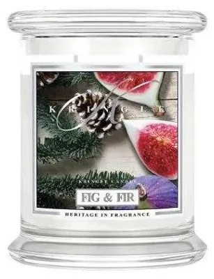 Image de Bougie parfumée Kringle Candle, senteur Figue et sapin, taille moyenne, 2 mèches (411 g)