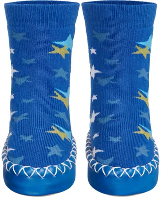 Immagine prodotto di Scarpe da interno unisex Playshoes per bambini, calzini alti, colore blu con stelle, taglia 27/30 EU