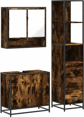 Produktbild von 3-tlg. Badmöbel-Set Räuchereiche Holzwerkstoff