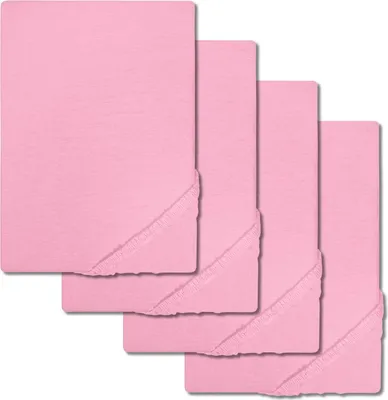 Obrázek produktu pro Sada 4 kusů napínacích prostěradel Setex Molton Köper, růžová, 90 x 200 cm