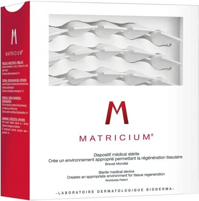 The image shows the front of a product box for Bioderma Matricium.