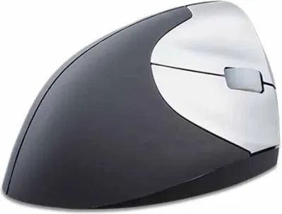 Zdjęcie produktu dla BakkerElkhuizen Handshake Mouse Wireless VS4, Po prawej stronie, Projekt pionowy, Laser, RF Wireless, 2400 DPI, Czarny, Srebrny