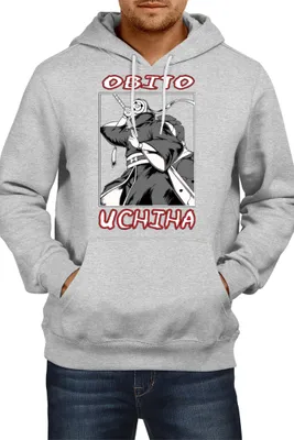 Obrázek produktu pro Pánská Mikina S Kapucí Japan Animation Manga Anime Comics Naruto Obito Uchiha, Man S / Vřesově šedá