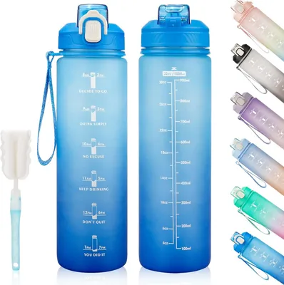 Produktbild von Wasserflasche mit Zeitmarkierung - Auslaufsicher und BPA-frei - 1 L