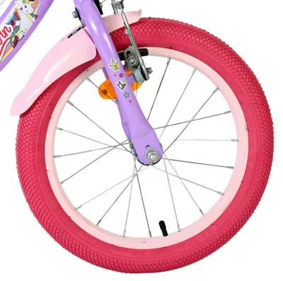 Produktbild von Volare Unicorn Kinderfahrrad – Mädchen – 16 Zoll – Lila – Zwei Handbremsen