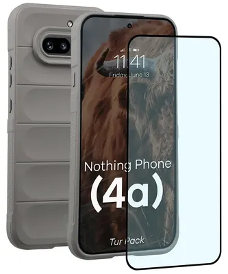 Produktbild von Robuste Handyhülle + gehärtetem Glas für Nothing Phone (4a), Bizon Tur Pack, Hellgrau