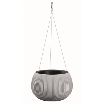 Immagine prodotto di Vaso da fiori sospeso in finto cemento con design a onda + vaso interno /24x16cm in cemento / aspetto calcestruzzo Incl. ripiano Gancio in metallo Fioriera