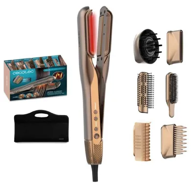 Immagine prodotto di Cecotec Piastra per capelli ad aria AirLisse 6in1 iTwerk Champagne. Potenza: 1000 W, 112000 giri al minuto, doppia piastra riscaldante.