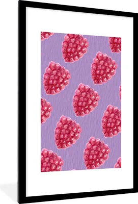 Produktbild von MuchoWow® Gerahmtes Poster Himbeeren - Obst - Violett 60x90 cm - Poster mit Schwarzem Bilderrahmen Wandposter Rahmen Foto Bilder - Dekoration - Wandposter Wohnzimmer - Hochwertig