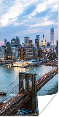 Produktbild von MuchoWow® Poster New York - Brooklyn Bridge - Boot 60x120 cm - Wandschmuck