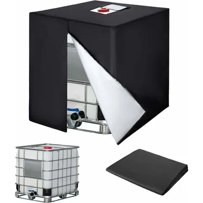 Produktbild von 1000L IBC Abdeckung Schutzhülle Schutz 120x100x116cm Für Tank Folienhaube mit Lochauschnitt schwarz