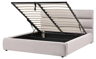 Obrázek produktu pro BELIANI Postel s úložným prostorem šedá látkové čalounění 160 x 200 cm rám postele s roštem moderní design ložnice