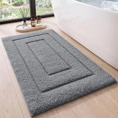 Imagen del producto de Unyqoos® MAESON - Alfombra de baño, 60 x 90 cm. Base de TPR antideslizante, microfibra absorbente, color gris, lavable a máquina
