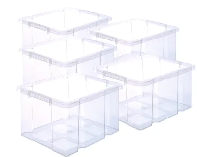 Produktbild von BigDean 5x Stabile Kunststoffbox ohne Deckel Eurobox (Dreh Stapelbar) 44x35x24cm passt in Kastenregale