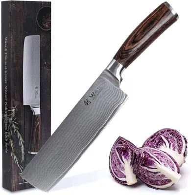 Nakiri-Messer, Damast, 17,5 cm, VG10-Kern, Pakka-Holzgriff
