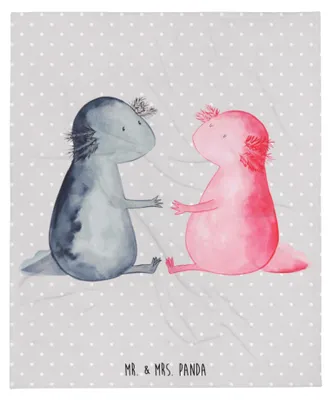 Produktbild von Mr. & Mrs. Panda Tagesdecke Axolotl Liebe - Grau Pastell - Geschenk, Bettdecke, Lurche, Decke, Valentinstag, Kuscheldecke, Warme, Sofadecke