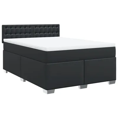 Produktbild von vidaXL Boxspringbett mit Matratze Schwarz 140x190 cm Kunstleder