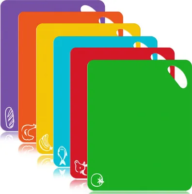 Obrázok produktu pre Systém krájacích dosiek so 6 doskami na krájanie, z plastu, jedna farba navyše pre každú potravinu, vysoko flexibilný, vhodný do umývačky riadu, do 120 °C