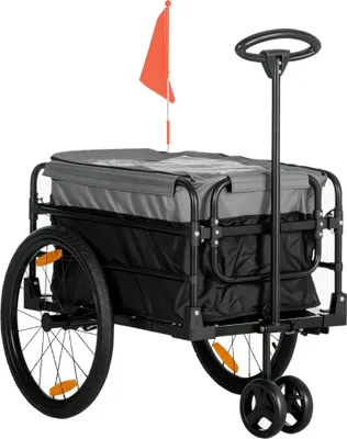 Produktbild von Lastenanhänger Bollerwagen 130 x 64 x 103 cm Stahl Schwarz+Grau