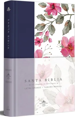 Produktbild von Biblia Rvr 1960 Letra Grande. Tapa Dura Tela Azul Púrpura Con Flores Tamaño Manual / Bible Rvr 1960 Handy Size Hardcover Cloth with Purple Blue Flowers