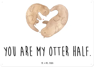 Produktbild von Mr. & Mrs. Panda tafel Otter Herz DIN A5 - Weiß - Geschenk, Schild, Blechschild, Türschild, Liebe, Retro, Wandbild, Seeotter