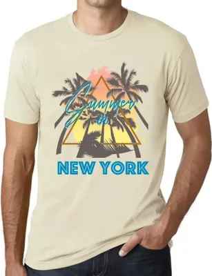 Produktbild von Herren Grafik T-Shirt Palme Sonnenschein Sommer in New York – Palm, Sunshine, Summer In New York – Öko-Verantwortlich Vintage Jahrgang Kurzarm Lustige