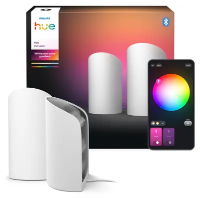 Produktbild von Philips Hue White and Color ambiance Hue Play Wallwasher, Intelligente Tischleuchte, Bluetooth/Zigbee, Weiß, Synthetik, Multi, 2000 K