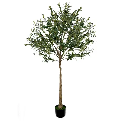 Produktbild von Ribelli Künstliche Olivenbaum Pflanzen, Kunststoffpflanzen Dekopflanzen für Zuhause, Wohnzimmer, Schlafzimmer, Büro, Garten 150cm
