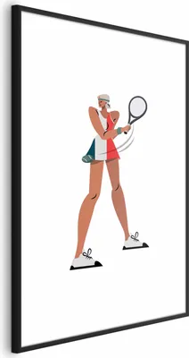 Produktbild von Posterpapier Poster - Tennis Player with a Racket on a White Background - Illustration 40x60 cm Abstrakt i-B-10054-ao-a