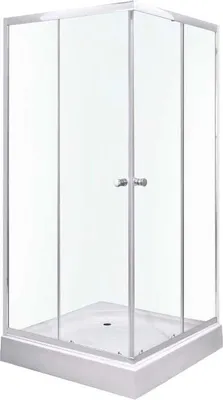 A standalone shower cabin on a white background.