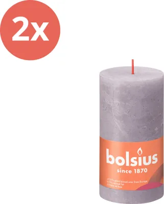 Productafbeelding van Bolsius - Rustieke stompkaars - 130/68 - 1 stuk per verpakking - Gekristalleerde lavendelkleur - Voordeelverpakking - 2 stuks