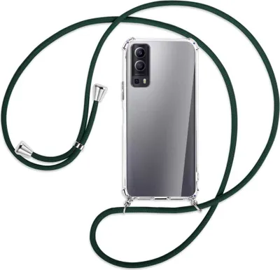 Produktbild von Handykette Backcover-Schutzhülle mit Band (Metall silberfarben) für vivo Y52 5G / Y72 5G / vivo iQOO Z3 - dunkelgrün