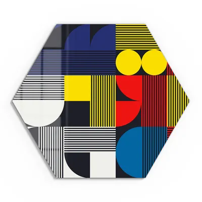 Produktbild von DEQORI Glasbild Echtglas 55x48 cm 'Geometrische Abstraktion' Wandbild Bild modern Deko