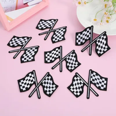Produktbild von Zielflagge schwarz-weiß Patch Bügelbild