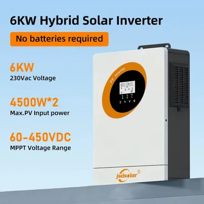 Produktbild von Solarwechselrichter - JPV-6KW Off-Grid Inselwechselrichter 6 kW 6000 W - MPPT 60–450 V - 2x4500 W PV-Eingang - Reine Sinuswelle 230 V - Ohne Batterie, WLAN