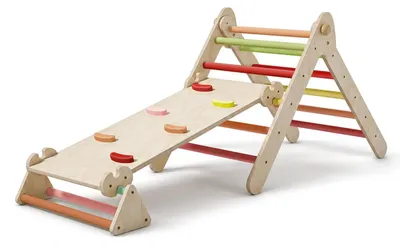 Produktbild von COSYLAND Klettergerüst Indoor, 3-in-1 Kletterdreieck mit Rutsche, Faltbar