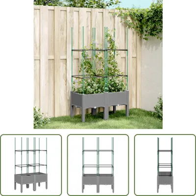 Immagine prodotto di The Living Store Fioriera con traliccio Grigio chiaro 80x40x142,5 cm PP