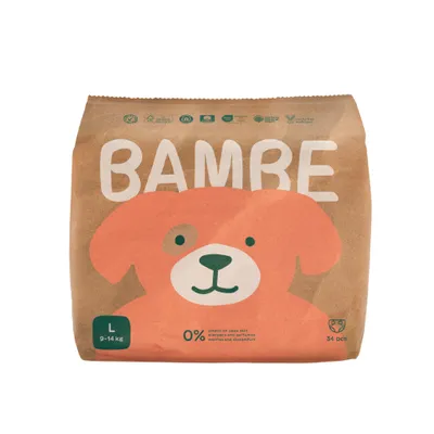 Produktbild von Bambe Öko-Windeln Größe L von 9 bis 14 kg 34 Stück