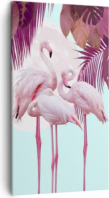 Produktbild von Bild auf Leinwand - Leinwandbild - Einteilig - Flamingos Palmen Mond - 45x80cm - Wand Bild - Wanddeko - Wandbilder - Leinwanddruck - Bilder - Wanddekoration - Leinwand bilder - Wandbild - PA45x80-4598
