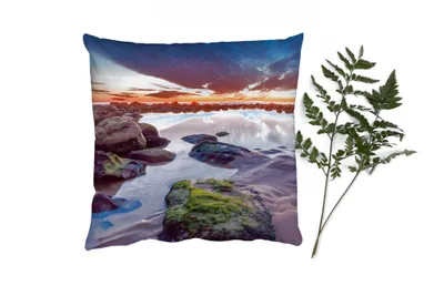 Produktbild von MuchoWow® Zierkissen Sofakissen Wohnzimmer Dekokissen 45x45 cm Felsen - Wasser - Natur - Schlafpolster - Polster für das Sofa