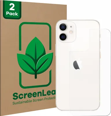 Produktbild von 2x ScreenLeaf Schutzfolie für Apple iPhone 12 mini (Rückseite) Displayschutz Display Schutz Folie Klar Transparent