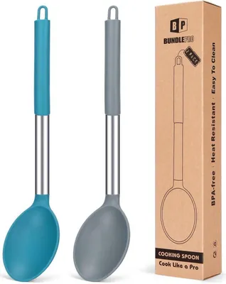 Image de Grande cuillère de cuisine en silicone antiadhésive résistante à la chaleur Ustensiles de cuisine 2 pièces