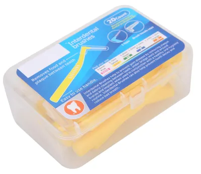 Produktbild von 20 Stück L-förmige Interdentalbürsten, Winkelreiniger, kieferorthopädisches Zahnreinigungsinstrument, Zahnstocher, gelb
