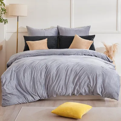 Productafbeelding van TRANKIELO® - Flanellen winterbeddengoedset 155 x 220 cm – Super warm dekbedovertrek + kussensloop 80 x 80 cm