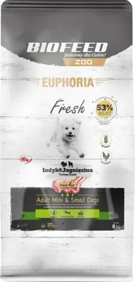 Zdjęcie produktu dla BIOFEED Euphoria Mini & Small Sucha karma dla psów z indykiem i jagnięciną, 8 kg